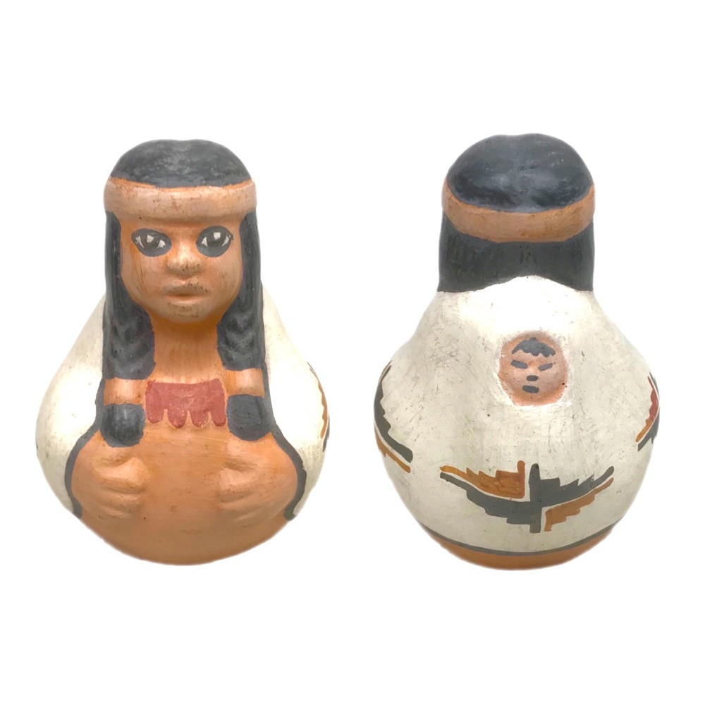 Chile Folk Art Terra Cotta Clay Pottery‎ Mother Child Baby Figurine Indian